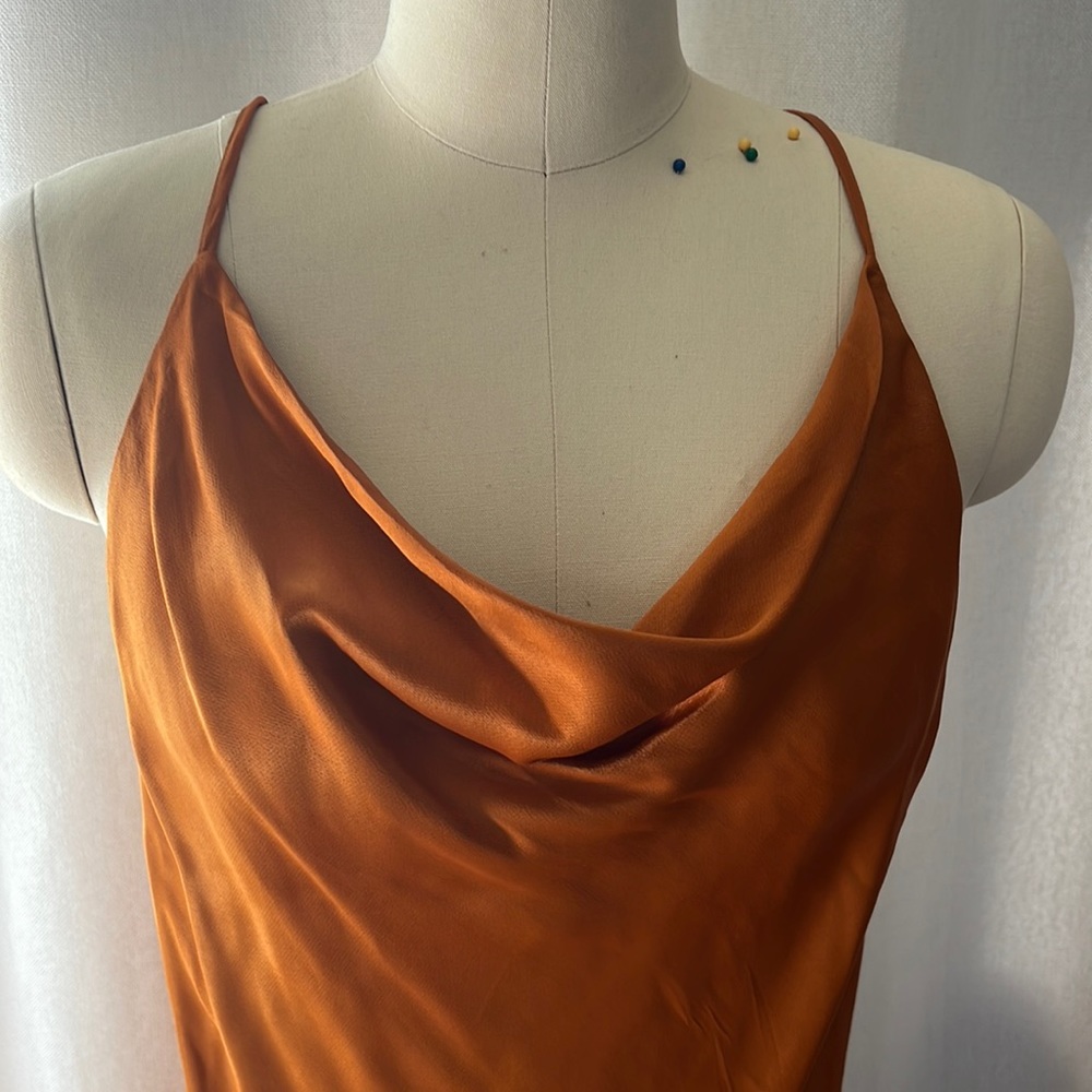 Caramel/Rust Satin Dress - Perfect for Weddings